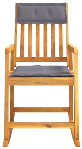 vidaXL Schaukelstuhl, Stuhl mit Kissen, Schwingstuhl für Innenbereich Außenbereich, Sessel Schaukelsessel Relaxsessel, Massivholz Akazie