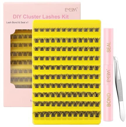 EMEDA Cluster Lashes with bond and seal Applicator Kit 8mm Pestañas en Racimo con pegamento y sellado kit adhesivo y sellado de pestañas con Pestanas clusters (M01 8mm)