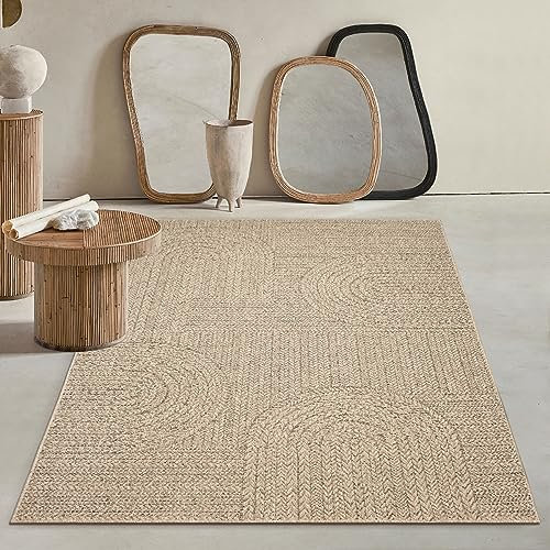 Mia´s Teppiche Soil - wetterfester In- und Outdoor Teppich im Natürlichem Jute-Look, wetterfest, geeignet für Terrasse und Garten, ca. 200 x 290 cm