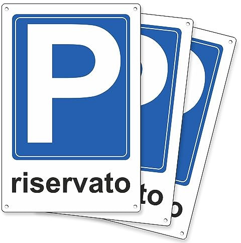 Pubblimania Parking réservé panneau en aluminium composite de 3 mm. Pour usage extérieur ou intérieur (3 parking réservé 20 x 30)