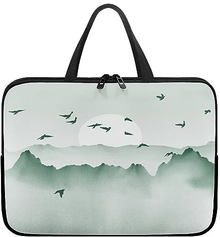 Surwin Laptop Hülle Tasche, Landschaft Muster Laptop Hüllen Wasserdicht Stoßfest Laptoptasche mit Griff und Reißverschluss Laptophülle Rundumschutz Notebook Sleeve (17 Zoll,Berg)