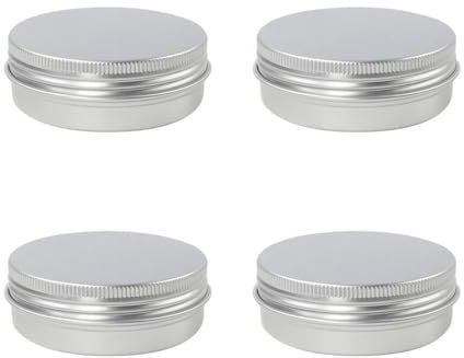 SSRDFU 4 PCS Tarros de Aluminio - Tarros de Aluminio Vacío Recipiente de Cosmética, Latas de Aluminio Recipiente Redondo de Aluminio, Envases para Cosmetica con Tapas de Tornillo(15ml)