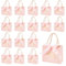 NBEADS 24 Stück Dankeschön-Geschenktüten, Rosa Papier-Geschenktüten Heißpräge-Partygeschenktüten Mit Schleife Für Geschäftliche Einkäufe Hochzeit Geburtstag Partyzubehör, 14x12x6cm