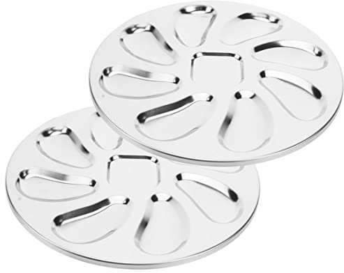 2 piatti piatti da servizio ostriche, vassoio rotondo al , teglia da forno, resistente all'usura, vassoio per ostriche per la casa, accessori per buffet, utensili in acciaio inox