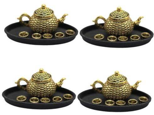 BESTonZON 4 Juegos Tetera casa muñecas Juguetes niño Toys Casa pequeña Tazas té en Miniatura Accesorios para Mini casa muñecas Metal Juego té Juego Juguetes Colocar