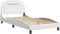 vidaXL Bettgestell, Polsterbett Bett mit LED, Bettrahmen mit Lattenrost Wellenform, Einzelbett für Schlafzimmer, Weiß 100x200cm Kunstleder
