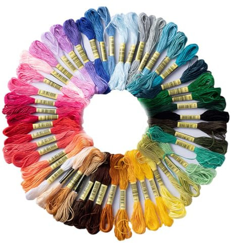Tadipri Filo da Ricamo 50 Colori Punto Croce per Braccialetti Dell'amicizia, per Adulti,Bambini e Principianti Fili da Ricamo 8m