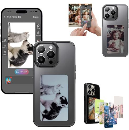 Smart Ink Phone Case,2024 New Smart NFC E-Ink Phone Case,Smart Nfc Phone Case,Eink Phone Case,Smart Photo Rear Projection DIY Phone Case,Long-Lasting Imaging Display Photos (Black, iPhone 15 Pro Max)