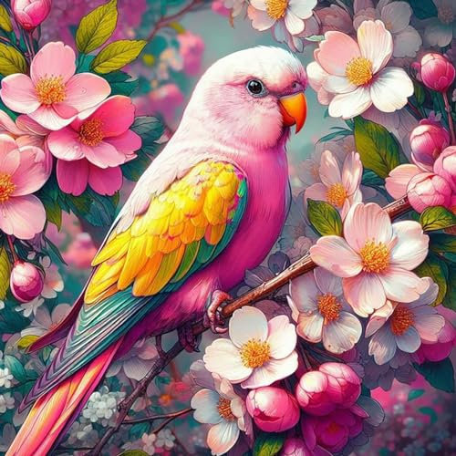 DOMROM Vogel Diamond Painting Kits für Erwachsene, 5D Blumen Diamant Painting Set, DIY Diamond Art Kits Full Drill Gem Digitales Diamant Gemälde Stickerei für Gift Home Wall Decoration 30x30cm