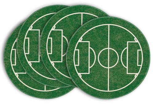 Artoid Mode Sport Fussballfeld 4er Set Rund Platzsets, 37cm Küche Platzdeckchen Tisch Dekoration Drinnen Urlaub Party Dekor