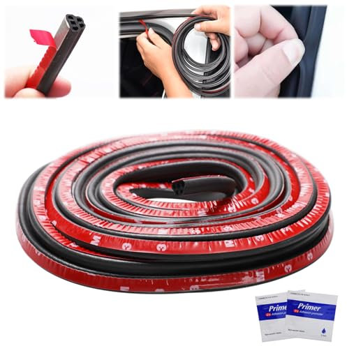 Auto Türdichtung, 10M Gummidichtung Selbstklebend für Autotür, Türdichtung Selbstklebend, Gummidichtung Türdichtung Auto Türschutz 5 Löcher Förmig für die Meisten Autos