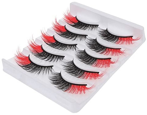 Gogogmee 5 Paare Rote Falsche Wimpern NatüRliche WimpernverläNgerungen Leichte Und Flauschige KüNstliche Wimpern