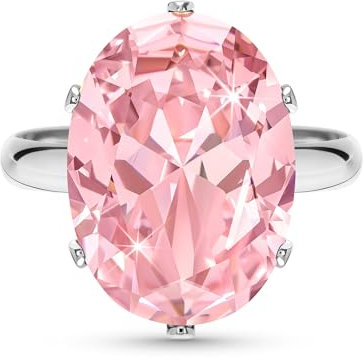 Linawe Pink Rosa Ringe Frauen, Silber Schmuck Ring Verstellbar, Fingerring Damen Grosse Groessen Moissanite Diamant Damenringe, Modeschmuck Jewelry