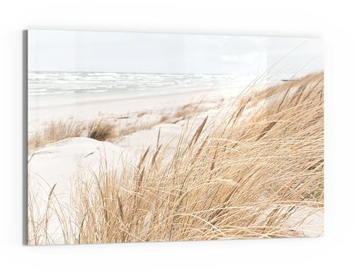 DEQORI Glasbild Echtglas | Motiv Winterstrand Stille | horizontal einteilig 90x60 cm | schöne Dekoration | Wandbild für Wohnzimmer, Schlafzimmer, Flur & Küche | moderne Wanddeko