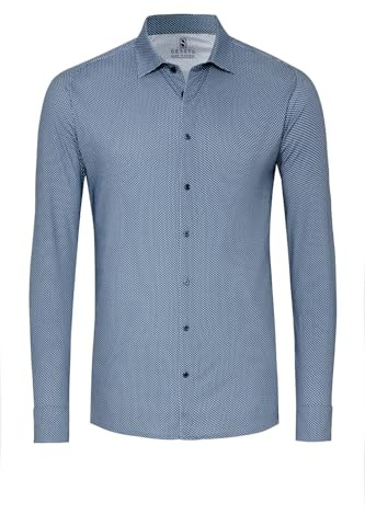 DeSoto - Herren Hemd - Style »Casual Kent« Bügelfrei, Weiss-blau, S