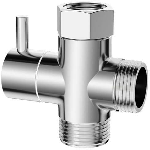 Shower Diverter Valve, G1/2 Brass Shower Splitter Shower Valve with Rubber,3-Way Diverter Valve Replacement Showering Components for Shower System Chrome