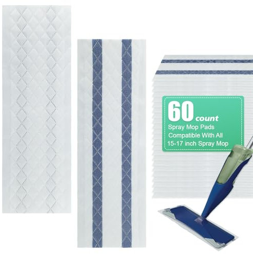 60 Pack Deep Cleaning Pad for All Type of 15''-17'' Spray Flat Mop,Compatible with Bona,Rubbermaid,Turbo,Norwex.Disposable Pad for Bona Family of Mops, Replacement Mop Pad for Floor Cleaning