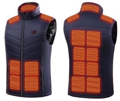 Heating Vest for Men Women Winter Warm Outdoor USB Charging Electric Heated Vest Heated Gilet Coat for Outdoor Activities Men/Women Heated Gilet with 15 Heating Pads Battery Not Included Dark Blue