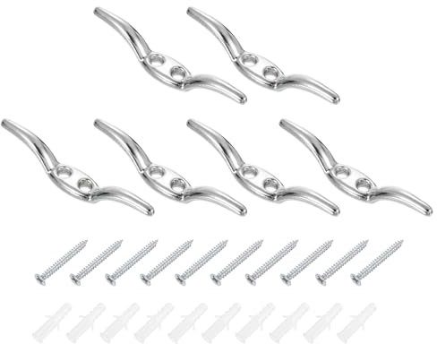 sourcing map 5Pcs 65x10mm Blind Cord Cleats, Blind String Safety Rope Zinc Alloy Holder, Window Cord Hooks with Screws for Curtains Sun Shades Ropes, Silver