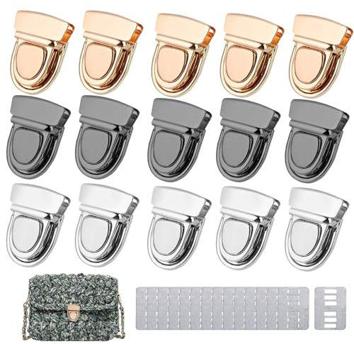 Yuaiosn 15 Pezzi Serrature per Borse, Serrature per Borse Uncinetto, Chiusura Borsa Uncinetto, Lucchetti Fibbia per Borsa in Metallo, Accessori per Borse Fai da Te, Borse in Pelle, Portafogli