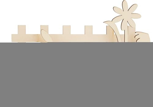 VBS Holz-Steckmotiv auf Baumstamm 20x14,5cm Oster-Deko aus Sperrholz unbemalt, Bemalen und Dekorieren mit Farben, Pasten und Papieren Hase am Gartenzaun