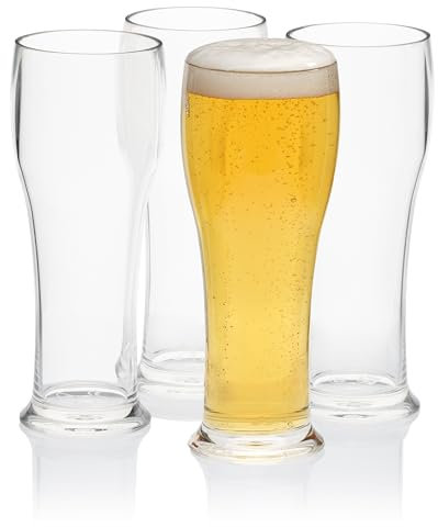 Biere Verres Gobelets Plastique Dur Incassable Réutilisables | Sans BPA - Aspect verre 34cl | Fabriqués en U.E | Lot de 4