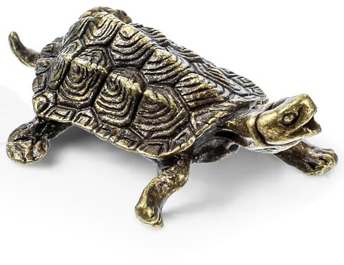 Yuanchu Messing Schildkröte Statue, Miniatur Metall Schildkröte Figuren Retro Tier Skulptur Gartendekoration Kreativ Ornamente Chinesische Feng Shui Dekoration Für Zu Gewinnen Reichtum Und Eigentum