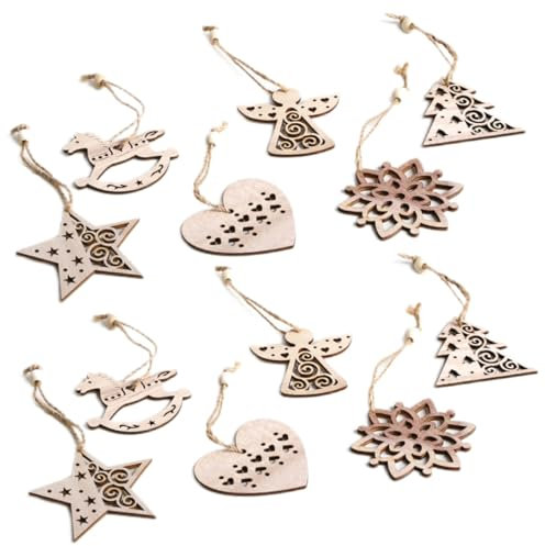 Tofficu Holz Weihnachten Anhänger Blanko-weihnachtsanhänger Für Hängen Diy-kreativität Bastelmaterial Holzchips Für Weihnachtsdeko