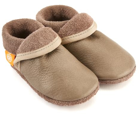 Orangenkinder, Bio Leder Kinder Hausschuhe - Minimalistische Krabbelschuhe & Lauflernschuhe Öko-Leder Hausschuhe Handmade in Germany für Babys & Kleinkinder