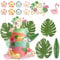 23 Pack Flamingo Cake Topper Figurine Hibiscus Flowers Palm Leaves Happy Birthday Cake Picks Balls Cake Decorations for Summer Hawaiian Beach Tropical Luau Aloha Theme Baby Shower Party Supplies