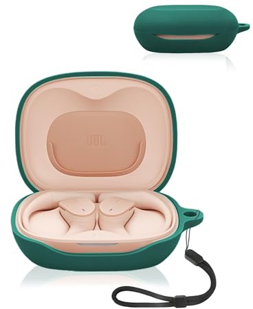 Schutzhülle für JBL Sense LITE Ohrhörer, yystao weiche Silikonhülle kompatibel mit JBL Sense LITE, mit Umhängeband, staubdicht, stoßfest und langlebig, Grün
