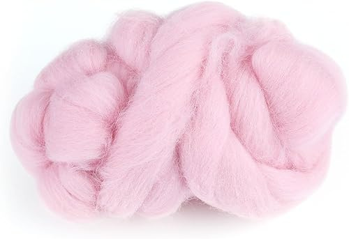 CYSFETENA 55g Nadelfilzwolle Rosa – Märchenwolle zum Filzen Pastell, Filzwolle zum Trockenfilzen & Stricken, weiche Rosafarbene Wolle für DIY Bastelprojekte, Handspinnen und Kunsthandwerk
