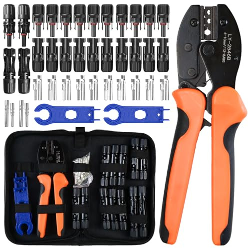COCOSY Solar Crimpzange Set für 4-10mm² Solar Stecker, 12 Paar Solarstecker, 2 Schraubenschlüssel, 1 Tragetasche - für die Installation von Solaranlagen auf Dächern, Balkonen, Booten, Wohnmobilen u.v