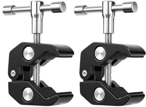 2 Stück Kameras Super Clamps, Super Clamp mit Magic Arm, Universelle Klemmhalterung für 1/4 und 3/8 Zoll Gewinde,Robuste Aluminiumlegierung, rutschfeste Klemmen für Kamera, LED-Leuchten