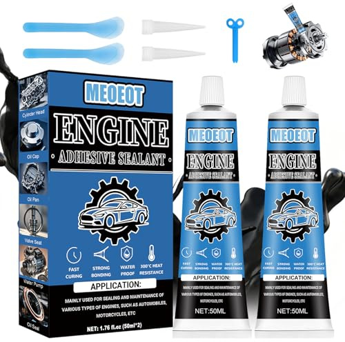 Meoeot Sigillante per Motori Nera, Pasta Guarnizioni Motore, Silicone Alte Temperature, Sigillante Resistente alla Benzina Usato pour de Moteur Automobile, Boîtes Vitesses, Testate, 2 * 50ML