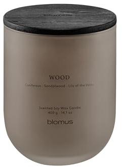 blomus Duftkerze -TUOKSU- | Farbe Coffee | Größe L | Duft Wood | Aus Glas und MDF; Für eine angenehme Duftatmosphäre; Ø 9,5 x H 11,7 cm