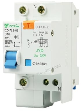 1P + N 1 pôles 16A 230V ~ Mini disjoncteur de fuite terre, Protection contre les fuites domestiques et surintensités résiduelles DZ47LE-C16-1p(25 V)