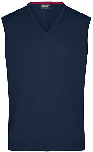 James & Nicholson Herren V-Pullunder - Klassisch geschnittener Pullunder aus hochwertiger Baumwolle | Farbe: navy | Grösse: M