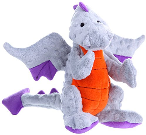 goDog Bubble Plush Dragons Squeaky Dog Toy, Chew Guard Technology - Gray, Large