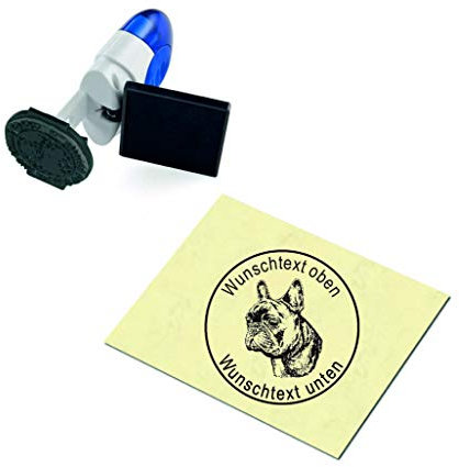 Geocachingstempel Französische Bulldogge - mit persönlichem Namen - Ø 24 mm - 3 Farben