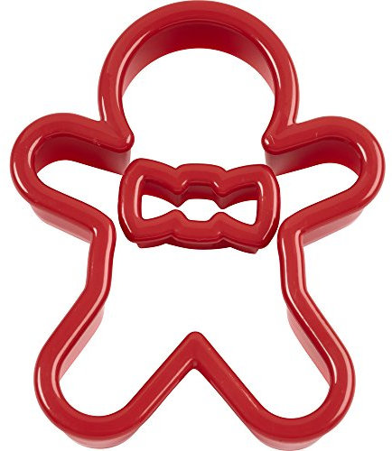 Wilton 2-Piece Gingerbread Boy Cookie Cutter Set, Red