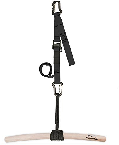 eaglefit - Premium Klimmzugstange aus Holz für Outdoor & Zuhause (wetterfest, 60 cm) Klimmzug Stange ergonomisch gebogen für Decke, Balken, Garten, Baum - Pull-Up Bar verstellbar hängend (schwarz)