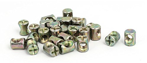 Sourcingmap® M6 x 12 mm tasselli a croce intaglio dadi di barile 30Pcs per mobili lettino sedia