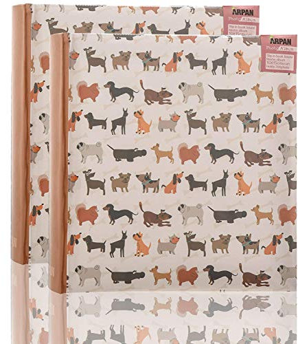 ARPAN 2 x Reise-/Urlaubsziele/Erinnerungs-Foto-/Fotoalbum mit Beschriftungsfeld und dekorativem Vintage-/Text-Design auf der Vorderseite für 200 15 x 10 cm große Fotos (süße Hunde), 24X8X24