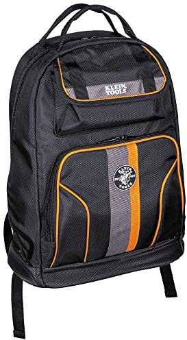 Klein Tools 55475 Tradesman Pro Tool Gear Backpack, Black With Orange/Gray, 17.5