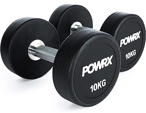 POWRX Professionell Rundhantel 2er Set | Gummi Kurzhantel Beschichtung GERUCHSNEUTRAL 5-30kg | Verchromt und gerändelt | Studioqualität (10)