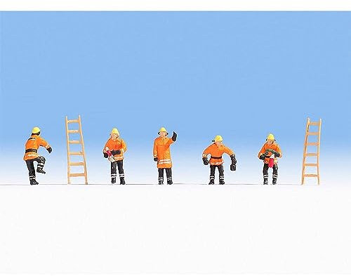 NOCH Feuerwehr, realistische Modellfiguren in Orange, für Spur N, ideal für Dioramen und Modellbahn