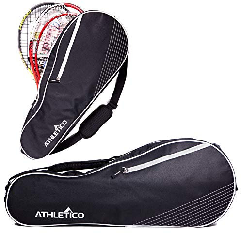 Athletico 3 Tennistasche | Gepolstert, um Schläger und Leichtgewicht zu schützen Professionelle oder Anfänger Tennisspieler | Unisex Design für Männer, Frauen, Jugendliche und Erwachsene (schwarz)