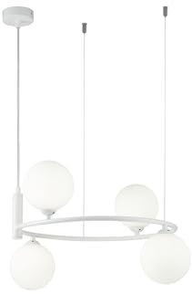 Maytoni Moderne Pendelleuchte Ring 4 xG9 excl. Weiß aus Glas, Metall Energieeffizient 25W für Küche, Schlafzimmer, Wohnzimmer, Esszimmer, Lobby