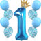 PartyWoo 1. Geburtstag Junge Luftballons, Sazt von Luftballons Blau, Blau Folienballon 1, Gold Folienballon, Funkeln Luftballons für 1. Geburtstag Junge, Erster Geburtstag Junge, 1 Jahr Geburtstag